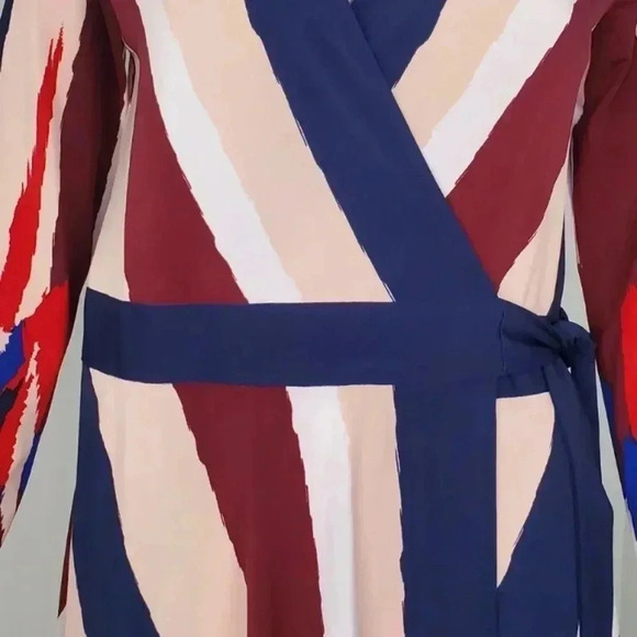 BCBGMAXAZRIA Isabella Striped Asymmetrical Wrap Midi Party Dress Size XXS - Picture 5 of 8